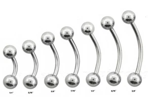 14G Surgical Steel Navel Ring Belly Button Ring with 5mm & 5mm Ball 1/4" to 5/8" - Bild 1 von 3