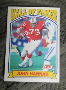 1991 Score Hall of Famer #672 John Hannah New England Patriots - Foto 1 di 2