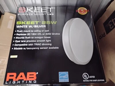 NEW RAB  SKEET SK21XL25RDN - Surface Mount Round LED Ceiling Light Fixture - 25W - Image 1 of 4