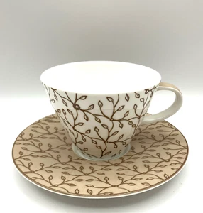 Villeroy & Boch CAFFE CLUB FLORAL STEAM BROWN Cup & Saucer Set Porcelain NEW - Picture 1 of 8