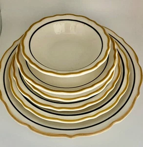 Syracuse China Black & Mustard Plate Sets (4 Sets) - Picture 1 of 4