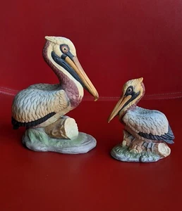 Set of 2 Vintage LEFTON China Hand Painted PELICAN Figurines Statues - Picture 1 of 18