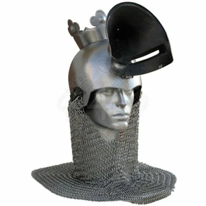 Custom SCA HNB 18 Gauge Steel Medieval Tournament Bascinet Helmet W Avaintail Y - Picture 1 of 4