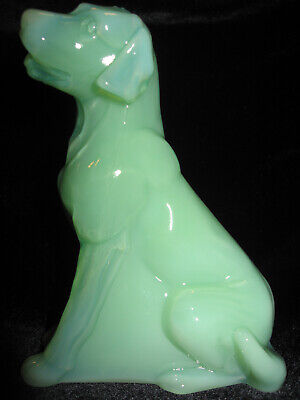 Jadeite Green Milk Glass Labrador Retriever Lab Dog Puppy Paperweight Golden Pup • 9.99$