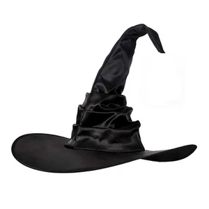 Halloween Cappello Strega Nero Grande Increspato Cappello Strega per Donna Uomo Cappello Mago Poi... - Foto 1 di 4