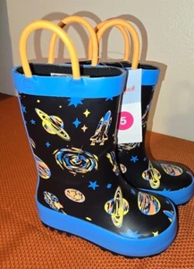 NWT Cat and Jack Children's Space Themed Rain Boots Size 5 - Picture 1 of 2