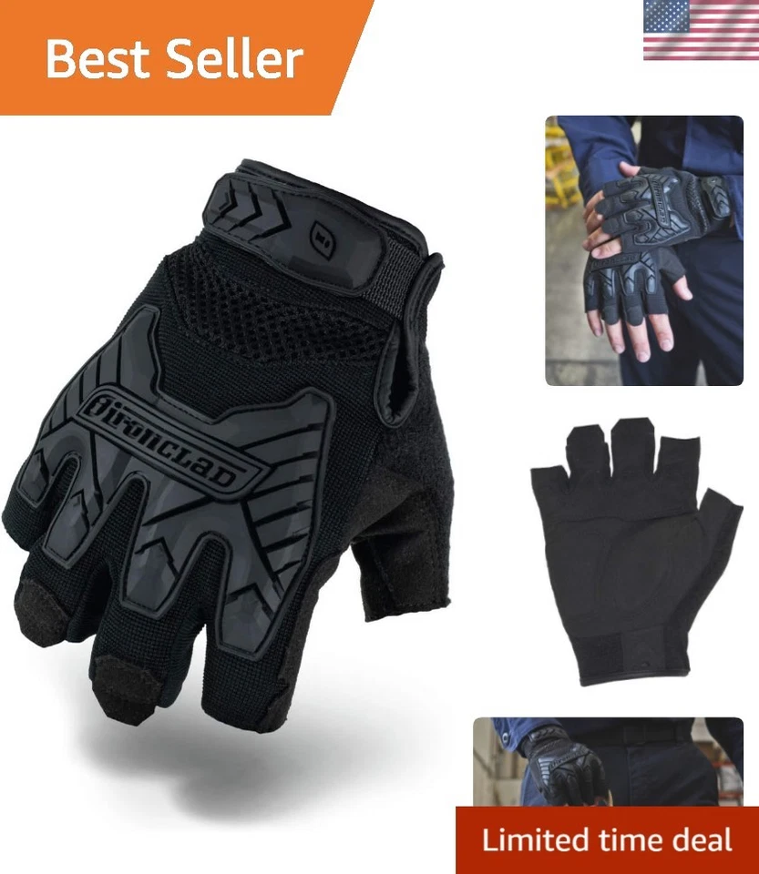 Ironclad IEXT-FIBLK-06-XXL Tactical Fingerless Impact Glove Black XX-Large