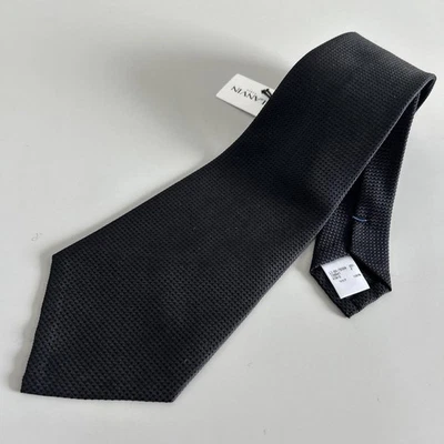 LANVIN French Silk Black Tie 100% Silk Solid Classic Men’s Accessories - Image 1 of 4
