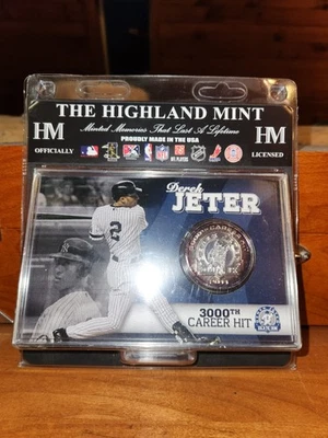 2011 DEREK JETER 3000TH CAREER HIT - The Highland Mint - Moeda banhada a prata NOVA - Imagem 1 de 4