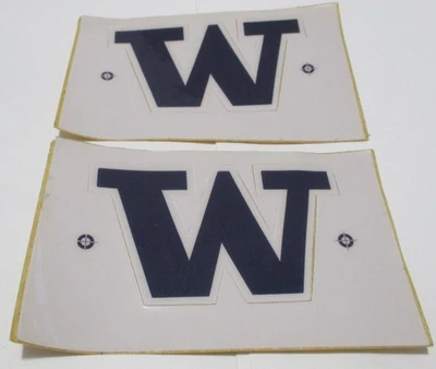 JUEGO DE CALCOMANÍAS DE CASCO DE FÚTBOL AMERICANO UNIVERSIDAD DE WASHINGTON UW HUSKY (2) BLANCO Y DORADO Foto 1 de 4