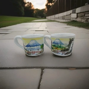 Vintage Handpainted Coffee Mugs Mountain Scenes - Picture 1 of 9