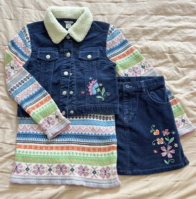 Harstrings Girl’s Size 6/7 Blue Corduroy Jacket With 2 Matching Skirts - Image 1 of 4