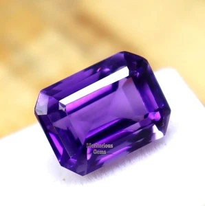 10-12Ct Natural Purple Amethyst Certified Loose Gemstone Emerald Cut Custom Free - Picture 1 of 10