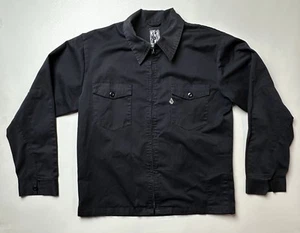 Volcom Jacket Mens LARGE Black Skater Trucker Coat Full Zip Mechanic - Picture 1 of 15