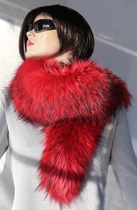 Pelliccia Sciarpa fuchs Stola Colletto Cappotto di Carico Gotico Cape Rosso Nero - Bild 1 von 8