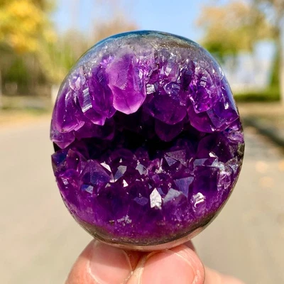 120G Natural Uruguayan Amethyst Quartz crystal open smile ball therapy - Image 1 of 4
