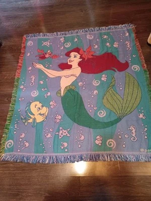 Vintage Beacon Disney The Little Mermaid Woven Ariel Tapestry Throw 50”x 60” - Image 1 of 4