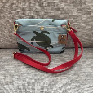 Nuevo con etiquetas Bolso Bandolera Fossil Keyper Mini Solapa - Tortuga - Borde Azul/Verde Rojo - Imagen 1 de 11