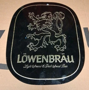 Lowenbrau schwarz Glas Spiegel Schild Beeco MFG USA 1976 Bier Brauerei Vintage Bar  - Bild 1 von 2