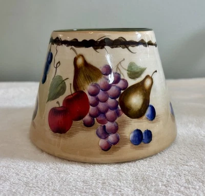 Home Interiors SONOMA VILLA Large Jar CANDLE SHADE With Hand Painted Fruit. - Image 1 of 4