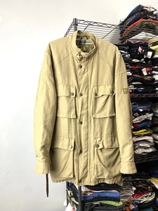 Rare! Vintage Linen Belstaff Jacket Military Style Moto Beige L Size - Picture 1 of 23
