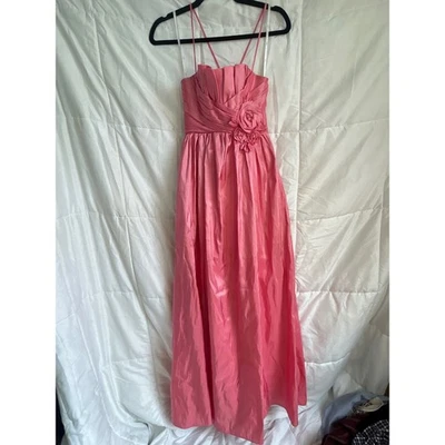 Vestido formal WTOO by Watters & Watters rosa sem alças flor franzida formatura tamanho 0 - Imagem 1 de 4