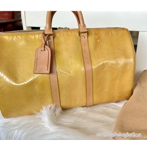 LOUIS VUITTON Mercer Monogram Boston Bag Vernis Yellow Used w/Dustbag - Picture 1 of 17