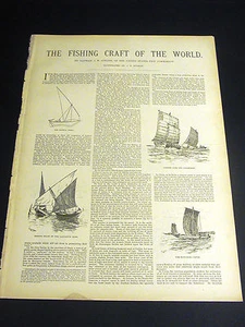 In-depth Article by C.B. Hudson FISHING CRAFT BOATS of  the WORLD 1890 w Prints - Picture 1 of 12