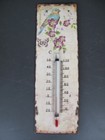 9977716-xd Vintage Wand-Thermometer Blechschild Antikstil Blüten Vogel 25x8cm