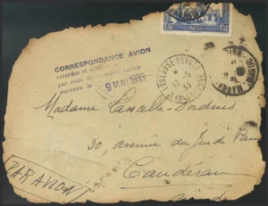 Correo Aéreo Accidentado. SOBRE 1933. 1´50 f azul de Marruecos Francés. Correo - Imagen 1 de 1
