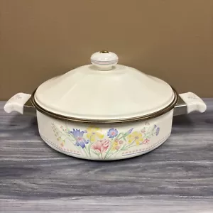 Sarma Studios Cazuela Esmaltada 3 QT, Flores Victorianas De Colección Con Tapa Bonita - Imagen 1 de 24