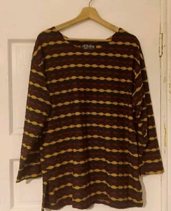 Vintage 80s Knit Tunic Top Long Sleeve Unique Design Size Large California Boho - Picture 1 of 6