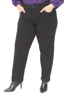 Lane Bryant SCHWARZE BOYFRIEND FIT STRASSVERZIERTE JEANS ÜBERGRÖSSE 28 - Bild 1 von 10