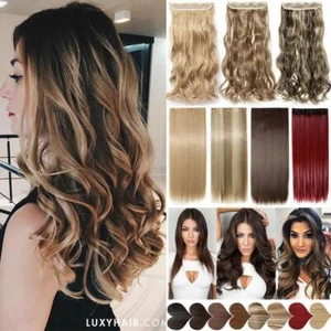 Clip de una pieza largo ondulado grueso real en extensiones de cabello natural para cabello humano - Imagen 1 de 58