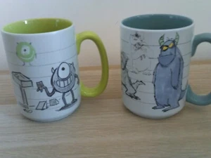 Disney-Pixar, monsters Inc, pair- 2 mugs, concept art, Mike and Sully, rare - Picture 1 of 8