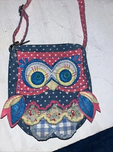 Cartera de hombro con retazos de búho tela colorida ¡Adorable para niños! - Imagen 1 de 9