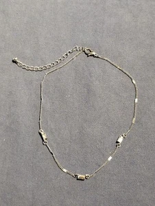 Necklace (NK54) Silver Tone Chain Faux Stones Choker - Picture 1 of 6