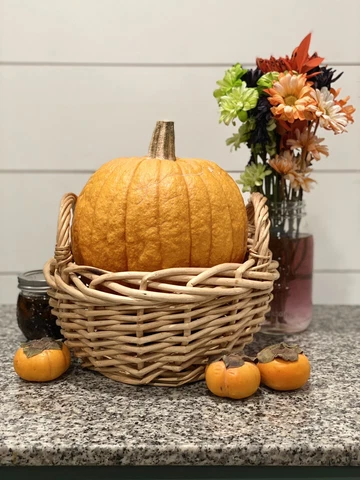 Vtng Wicker Wood Round Rustic Harvest Garden Gift Basket Large Sturdy Handles Cover