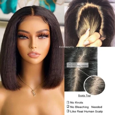 Yaki Bob Silk Base Full Lace Wig Pre Plucked Brazilian Human Hair Silk Top Wig - Image 1 of 4