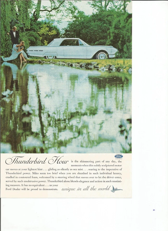 1962 Ford Thunderbird купе печатная реклама: «Thunderbird час это мерцание...» - Изображение 1 из 1