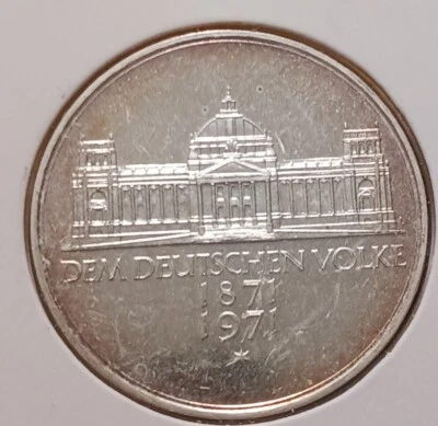 1971 G Germany 5 Mark - Silver Commemorative Foundation of German Empire, Proof  - Image 1 of 4