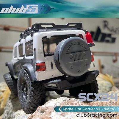 Spare Tire Carrier for SCX24 2019 Jeep Wrangler JLU ( V2 White ) - Image 1 of 4