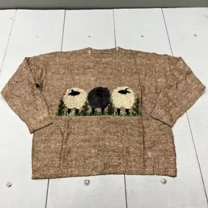 Taupefarbenes Langarm-Sweatshirt mit Schafmuster Damen Gr. XL NEU - Bild 1 von 5