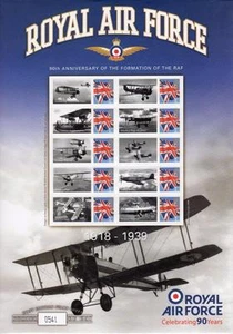 2008 GB Benham 90th Anniversary RAF Smilers Sheet #1 1918-1939 Royal Air Force - Bild 1 von 1