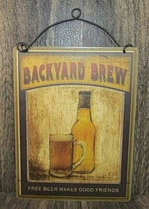 Tin Sign Backyard Brew Free Beer Makes Good Friends Mancave Wall Bar Patio Deco - Picture 1 of 5