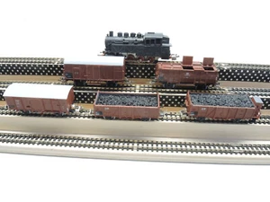 Locomotora de licitación Zeuke TT 4 ejes, 5 vagones de mercancías, vagón con tapa plegable, sin embalaje original - Imagen 1 de 8