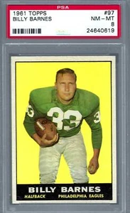 1961 Topps FB #097 PSA 8 Billy Barnes Eagles 97 - Picture 1 of 2