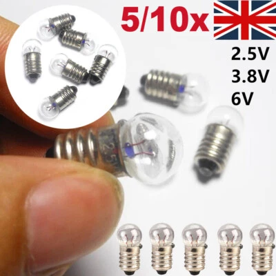 5-30Pcs E10 2.5V-6V Miniature Screw Base Light Bulb Lamp Flashlight Torch UK - Image 1 of 4