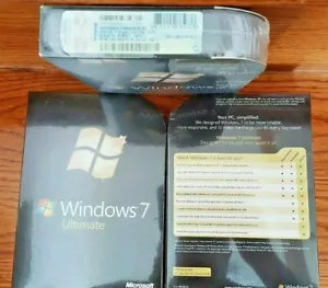 Microsoft Windows 7 Ultimate,SKU GLC-00182,Full Retail Sealed Box,32&64-bit disk - Picture 1 of 2