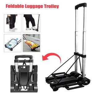 Folding Hand Truck Luggage Cart Dolly Trolley Heavy Duty Portable Compact Travel - Picture 1 of 9